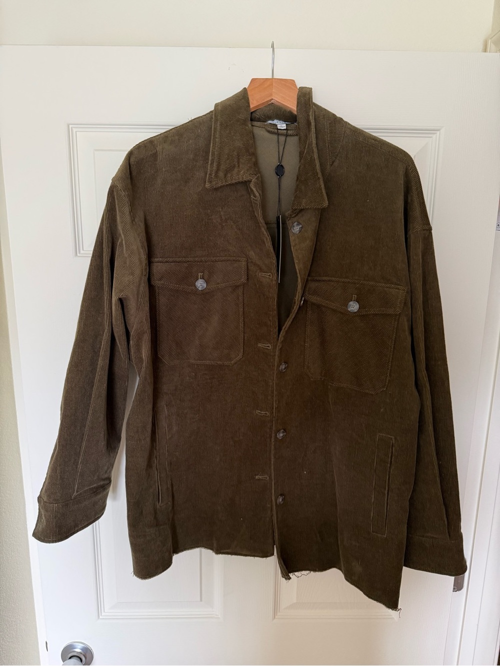 Gianni Bini Olive Green Corduroy Overshirt Jacket